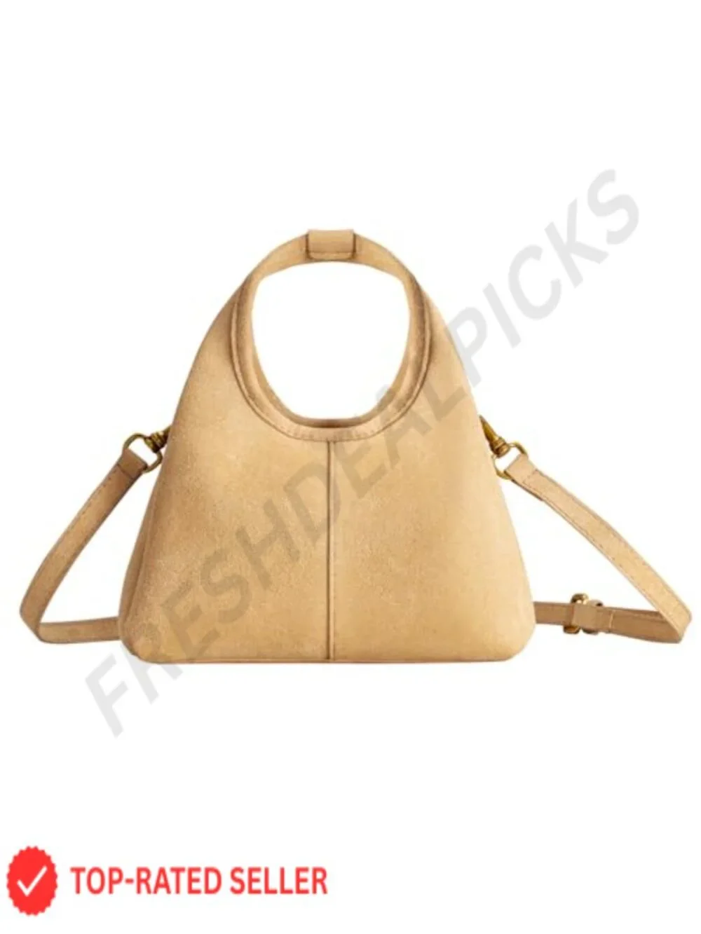 Women's Faux Suede Satchel Handbag with Magnetic Snap Top Handle